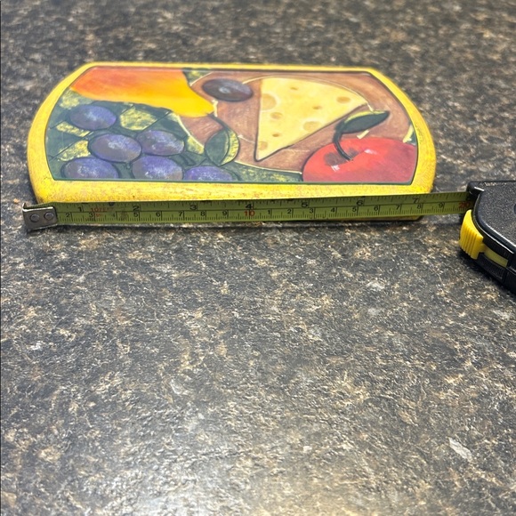 Vintage Kitchen Decor Set Glass Cruet + Ceramic Glass Cheese/Grazing Board - Picture 8 of 13